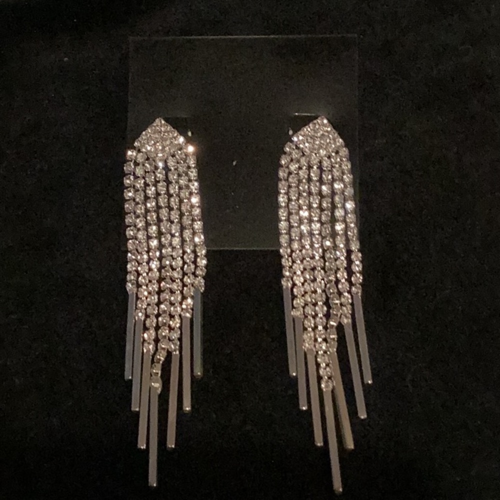 Off Park White Crystal Dangle Earrings